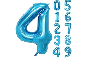 Unisun 40inch Number Balloon, Blue Helium Foil Balloon 0 1 2 3 4 5 6 7 8 9 Big Numbers Balloons, Age Balloons Birthday Party, Romantic Occasions, Wedding, Anniversary Supplies Decoration