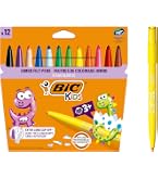 BIC Kids Kid Couleur – 36 Feutres Lavables à Pointe Moyenne – Couleurs Assorties – Dès 5 Ans – Fabriqué En France