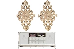 SZQIUNUBI QIUUE Bois Sculpté Meuble 2 Pieces Moulure Decorative Moderne Artisanat En Vintage Coin Decoratif Pour Portes, FenêTres, Armoires, Meubles（21*15 Cm）, (QNBB040)