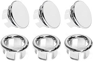 RGZD 6pcs Anelli di Troppo Pieno, Anelli Tappi Troppopieno per Lavello, Plastica Anello di Overflow Lavandino Copertura, Copertura Rotonda di Troppo Pieno, Lavabo Cromati Anello di Troppopieno