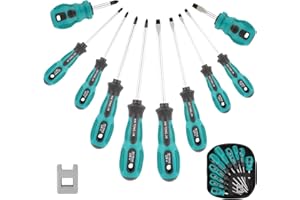 TNOMSNO Set Cacciaviti, Set Cacciaviti da 10 Pezzi Set di Cacciaviti Magnetici, Cacciaviti con Smagnetizzazione 2 in 1, Set Cacciaviti con 5 Punte Piatte, 5 Punte a Croce