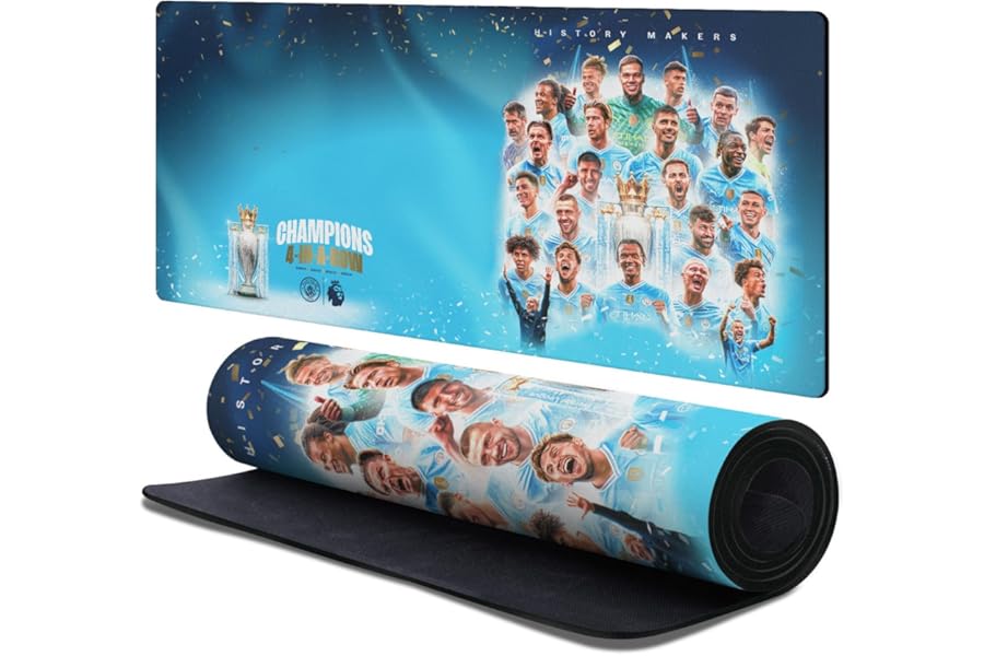 Head Case Designs Officially Licensed Manchester City Man City FC Champions Crest Kits & Players 37.4 x 15.75 x 0.16 inches (900 x 400 mm) - XL Gaming Office Desk PC Keyboard Mouse Mat Pad