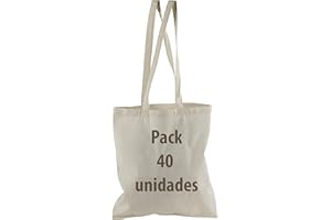 SIGLO XXI PUBLICIDAD Bolsa Tela 100% Algodón Biodegradable,Lavable,Reutilizable-Asas Largas de 75 cm.Ropa,Manualidades,Alimentos,Verduras, ir de compras,Medidas 38x42cm,Densidad 145gr/m2,Natural (Pack 40 pcs)