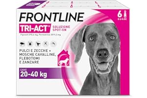 Frontline Triact 6 Pipettes, Dog L (20-40 kg), Long-Lasting Pesticide for Dogs and Puppies, Protects Your Dog from Fleas, Ticks, Mosquitoes, Paratacs and Leishmaniasis, Flea Repellent 6 Pipettes