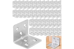 ASelected Lot de 64 Équerre d'assemblage Renforcée Inox, 38x30x30mm Aicer Plaque Equerre Inox, Equerre Metal pour Fixation de Inox pour Fixation et Réparation Meubles