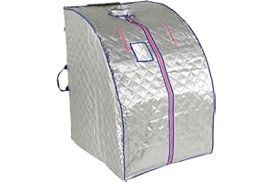 HUOLE Temperatur Tragbare Infrarot-Sauna zur Spa Heimsauna Portable Infrarot-Sauna, Infrarot-Physiotherapie, Heimsauna, 4 Infrarot-Heizplatten + 36 Turmalinsteine-Silber – Infrarot