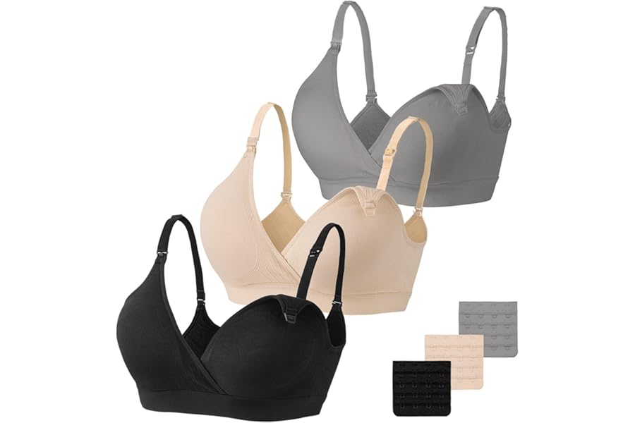 Vinfact Nursing Bra 3 Pack Seamless V Neck Maternity Bra Women Pregnancy Breastfeeding Bra