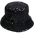 NiceYnn Sequin Bucket Hat Sparkly Shining Foldable Fisherman Sunshade Caps for Women, UPF 50+ Sun Hat Casual Outdoor Travel Garden Holidays Cap