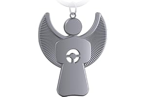 FABACH Breloczek do kluczy z aniołem stróżem Pikto z kierownicą – szlachetny anioł wisiorek z metalu w kolorze srebrnym, różowym, czarnym, brązowym – prezent talizman na szczęście, prawo jazdy