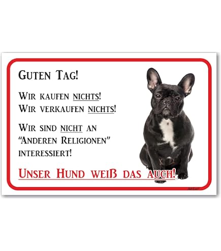 Warnschild 'Vorsicht Hund' Für Französische Bulldogge – Aluminium, 20x30 Cm, Wetterfest