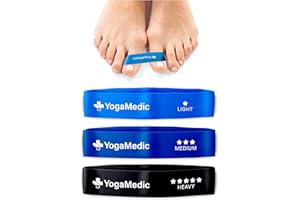 YogaMedic Opaski treningowe Hallux Valgus (3-pak) - korektor haluksów, prostownica z dużymi palcami, progresywny separator oporu i podkładki dystansowe do ćwiczeń, łagodzenia bólu i ucisku, separator