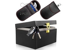 VALART Caja Faraday para Llave Coche + 2 pcs Bolsa Llavero Faraday Caja de Llaves Faraday Bloqueador de señal Faraday Bolso para Entrada Sin Llave Caja Bloqueadora de señal RFID(1 Bloqueo Simple + 2 Bolsa)