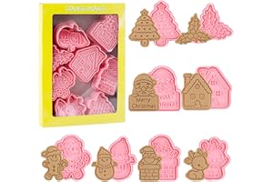 Svalor Christmas Cookie Cutter Set, 8pcs Christmas Biscuit Cutters, Lovely Christmas Tree/Santa/Reindeer/Gingerbread Man Shape Christmas Cookie Stamp for Cookie Baking Christmas Decorations