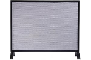 PEGANE Grille de Protection pour cheminée, Grille Pare-feu modèle économique en Fer forgé Coloris Noir - Hauteur 55 x Longueur 66,5 cm