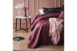 ROOM99 Leila Elegancka narzuta w kolorze ciemnoczerwonym, 220 x 240 cm, uniwersalna narzuta na łóżko lub sofę, pikowana kołdra w stylu patchworkowym, idealna jako narzuta na łóżko i sofę, pikowana