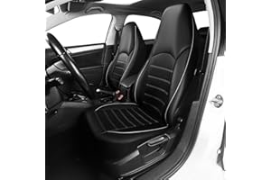 TOYOUN Classic Universal PU Leather Car Front Seat Covers High Back Bucket Seat Cover - Fit Most Cars, Trucks, SUVS, or Vans 2 PCS Gray Auto Seat Covers Set Car Seat Protector for All Seasons