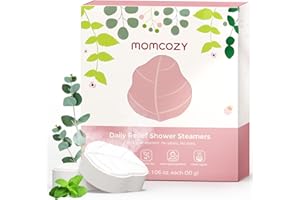 Bombes de Douche Momcozy – Lot de 14 Cadeaux Spa en Forme de Feuille d’Eucalyptus, Aux Huiles Essentielles Naturelles de Menthe Poivrée et d’Eucalyptus, Cadeau d’Anniversaire et de Fête Pour Elle/Lui