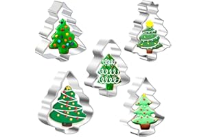 PTAIZJJZ Juego de 5 cortadores de galletas con forma de árbol de Navidad de acero inoxidable para pastelería, galletas, fondant