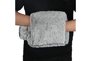 VADUDA Hot Water Bottle with Cover 2L Large Hot Water Bag with Hand Pocket Warmer Soft Fleece Cover for Women Seniors Kids Hot and Cold Compress Back Neck Shoulder and Period Pain Relief, Grey