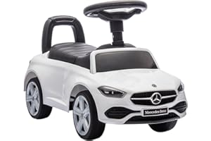 AIYAPLAY Mercedes-Benz C-Class Rutschauto, Rutschfahrzeug mit Hupe, Motorgeräuschen, Kinderfahrzeug mit Stauraum unter dem Sitz, für Kinder von 18-36 Monaten, Weiß