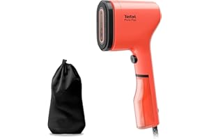 Tefal Pure Pop Slim Handheld Clothes Steamer, No Ironing Board Needed, Ready to Use in 15 Seconds, 70ml Detachable Water Tank, Travel Iron, Garment Steamer, Red, DT2022