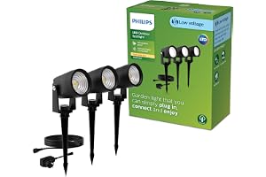 Reuel Outdoor 24 V GardenLink Low-Voltage Spotlight, 2700 K, 180 lm, svart, startpaket, 3-pack, EU-kontakt