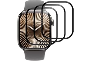 Joeyu (3 Stück) Panzer Schutz Glas für Apple Watch Series 10/11 46mm，Schutzfolie，9H Härte, Anti-Schock, Blasenfrei, Kratzfest, Fullscreen Panzerglas