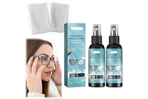 ZYNEWA Spray do usuwania zarysowań do soczewek, spray do czyszczenia okularów ze ściereczką do czyszczenia, środek do usuwania zarysowań do okularów, okularów przeciwsłonecznych, soczewek aparatu, ekranów