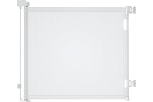 Lexixi ibao Retractable Baby Gate, Mesh Safety Kids or Pets Gate, 33” Tall, Extends to 55” Wide, Mesh Safety Dog Gate for Stairs, Indoor, Outdoor, Doorways, Hallways (White, 33"x55")