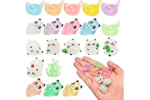 POXIAOER Mini Resin Animals, 20 Pack Funny Mixed Tiny Resin Animals Cute Glow in the Dark Manta Ray Panda Little Figures Ornaments for Fairy Garden, Dollhouse, Aquarium, Craft, Miniature Scene, Party Favours
