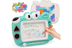 Bambebe Ardoise Magique Enfant 1 2 3 Ans, Enfant Tableau de Dessin Magnétique Effaçable à 4 Couleurs, Tableau de Griffonnage Effaçable avec Stylo Magnétique, Tableau Magique avec 2 Tampons
