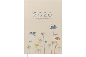‎EINE DER GUTEN Eine der Guten Terminkalender A5 – mein Jahresplaner 2026, Tagesplaner mit Leseband, 1 Tag pro Seite, Tageskalender, Notizbuch & Terminplaner, Softcover, Creme Blau, klimaneutral, FSC Papier