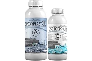 DIPON.DE HIGH PERFORMANCE LIQUIDS & PIGMENTS 1,5 KG Résine époxy EpoxyPlast 3D B50 DEEP POUR, Ultra Diamond Clear, Résistance UV maximale, River Table, Bijoux, Coulage, Apparence limpide, autonivelante, sans bulles, Durcit comme le verre