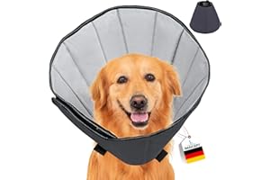 Imaicept Collerette Chien, Conique Colerette pour Chien Anti Lechage, Ajustable Collerette Chien Gonflable, pour Chien Chat Récupération Après la Chirurgie(L,Gris Foncé)