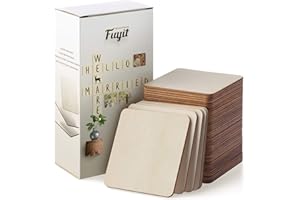 Fuyit Lot de 50 Contreplaqué 101x101x2.5mm, Feuille de Bois Rectangulaire, Plaque Bois Brut, Panneau Feuille Découpe Laser pour Pyrogravure, Maquette, DIY