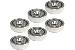 MAGNET-KAUF Imán de neodimio con hendidura de perforación, extra fuerte, diámetro 20 mm, 6 kg de fuerza de tracción, agarre plano redondo con orificio M4 de avellanado (6 unidades)