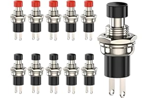 COMFORTY 10 Stücke Mini Taster Momentane Druckschalter Lockless 2 Pins 1A250V SPST ON/OFF Taste Schalter für Horn KFZ Auto Armaturenbrett Boot