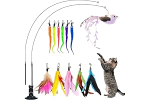 GOHHME 15 Pezzi Giochi per Gatti Interattivi con Piuma e Uccello Viola Giochi Gatto con Pesce Giochi Interattivi per Gatti con Ventosa Giochi per Gatti in casa