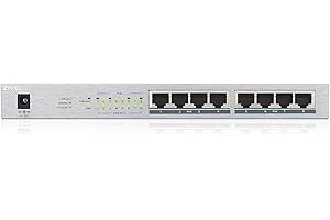 Zyxel 8 Port Gigabit Unmanaged 8 x PoE+ with 60 Watt Budget,, UK Plug [GS1008HP]
