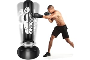 175cm Sac de Boxe Gonflable, Stand Alone Boxing Bag avec Support pour Hommes MMA Muay Thai Fitness Training - idéal Stand up Gonflable Taekwondo Bag