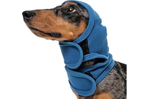 Katzinst Ohrenschützer für Hunde Beruhigender Kapuzenpullover für Lärmbad Fellpflege Trocknen Linderung von Angstzuständen und zur Beruhigung Hundes Ohrenschutz Hunde Blau L