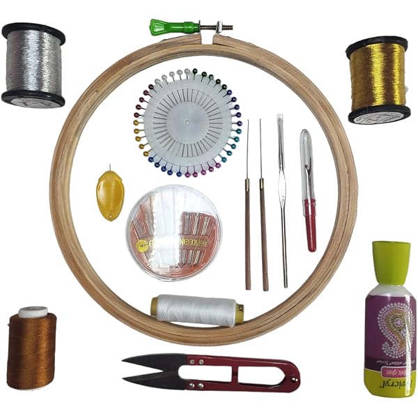 Embroidery Starter Kit For Beginners - 3 Wooden Hoops (5,6,8"), 25 Threads, 15 Needles, Threader - View #4