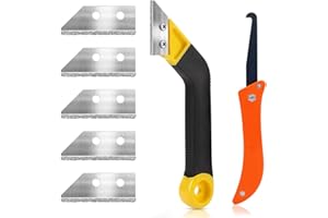 ACEHOME 7 Pcs Pro Grout Scraping Rake Tool, Grout Clean Remover Tile Grout Hand Saw Angled with 6 Pcs Extra Replacement Accessories for Tile Cleaning (style 3)