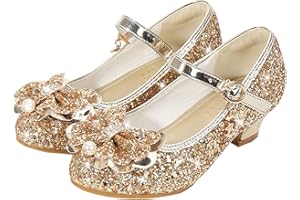 XUEJIANN Mädchen High Heel Kleid Schuhe Mary Jane Prinzessin Hochzeit Bowknot Pailletten Glitzer Kristall Kinderschuhe Elegant Festliche Kleidschuhe Tanzschuhe Mit Absatz Party Schuhe Abendschuhe