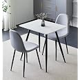 Set da Pranzo Tavolo Rotondo in Vetro e 4 Sedie in Similpelle Grigio – acquista su Giordano Shop