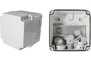 Ewh-Shop - IP67 Wasserdichtes Industriegehäuse Leergehäuse Verteilergehäuse mit Hutschiene (Licht Grau, 110 x 110 x 110)