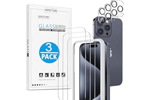 OMOTON für iPhone 15 Pro Max Panzer Schutz Glas mit Rahmen-Installationshilfe, kompatibel Kamera Schutzfolie, 3+3 Stück, Anti- Kratzer, Bläschenfrei, 9H Härte, HD-Klar