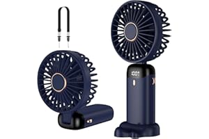 Rafada Ventilateur portatif, mini ventilateur portable rechargeable par USB, petit ventilateur de poche 5 vitesses avec base, batterie 4200 mAh Ventilateur de bureau pliable pour bureau, extérieur
