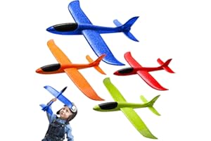 PATRICHOR 4 Pièces 44CM Avion Polystyrene Planeur Enfant, Planeurs en Polystyrène, Jeux Exterieur Enfant, Jouet Pour Enfants, Jouet Cadeau Enfant Anniversaire Garçon Fille Jouet Enfant 3 4 5 6 7 8 9 10 Ans