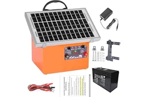 ANOSUWA 32 KM ClôTure éLectrique Solaire, Pour Animaux de bétail de 0.5 joules / 9.5kv avec Panneau Solaire de 5W, alimentation électrique de clôture de branchement pour la faune, ferme, volaille